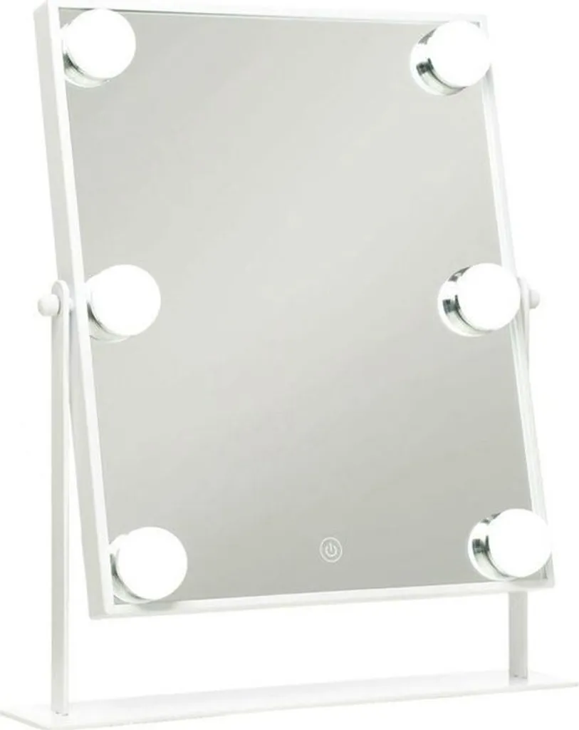 Specchio da trucco UNIQ XL Hollywood con 6 luci LED e funzione touch - bianco