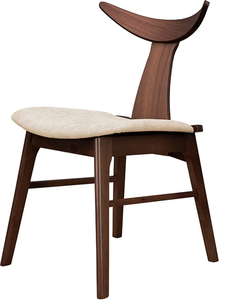 Selsey Henrico Sedia da Pranzo | Legno Noce e Tessuto Crema Latte