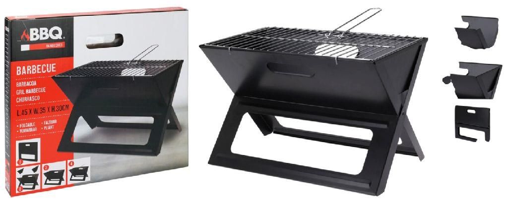 van der Meulen Faltbarer BBQ X-Form Holzkohlegrill schwarz Produktbild 