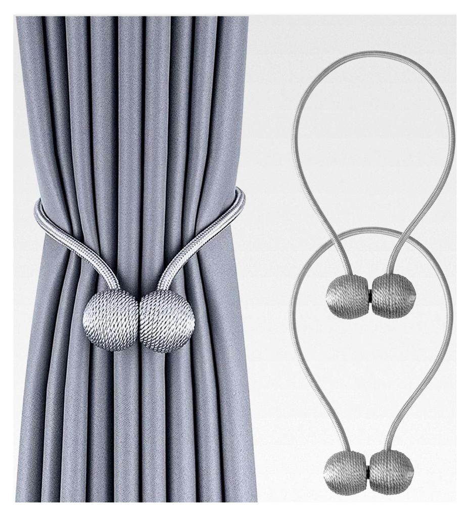 Raffhalter für Vorhänge, 2 Stück, 50 cm, Silber