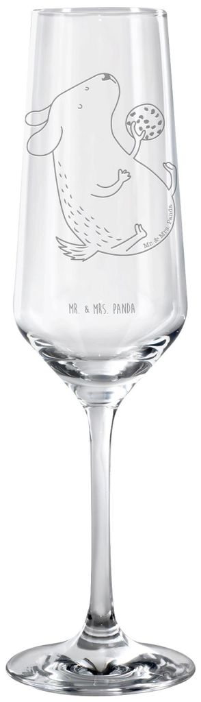 Mr. & Mrs. Panda Champagnerglas Hund Keks - Transparent - Geschenk, graviertes sektglas, Sprüche, Sektkelch, Hundekekse, glücklich, Glas, gravier...