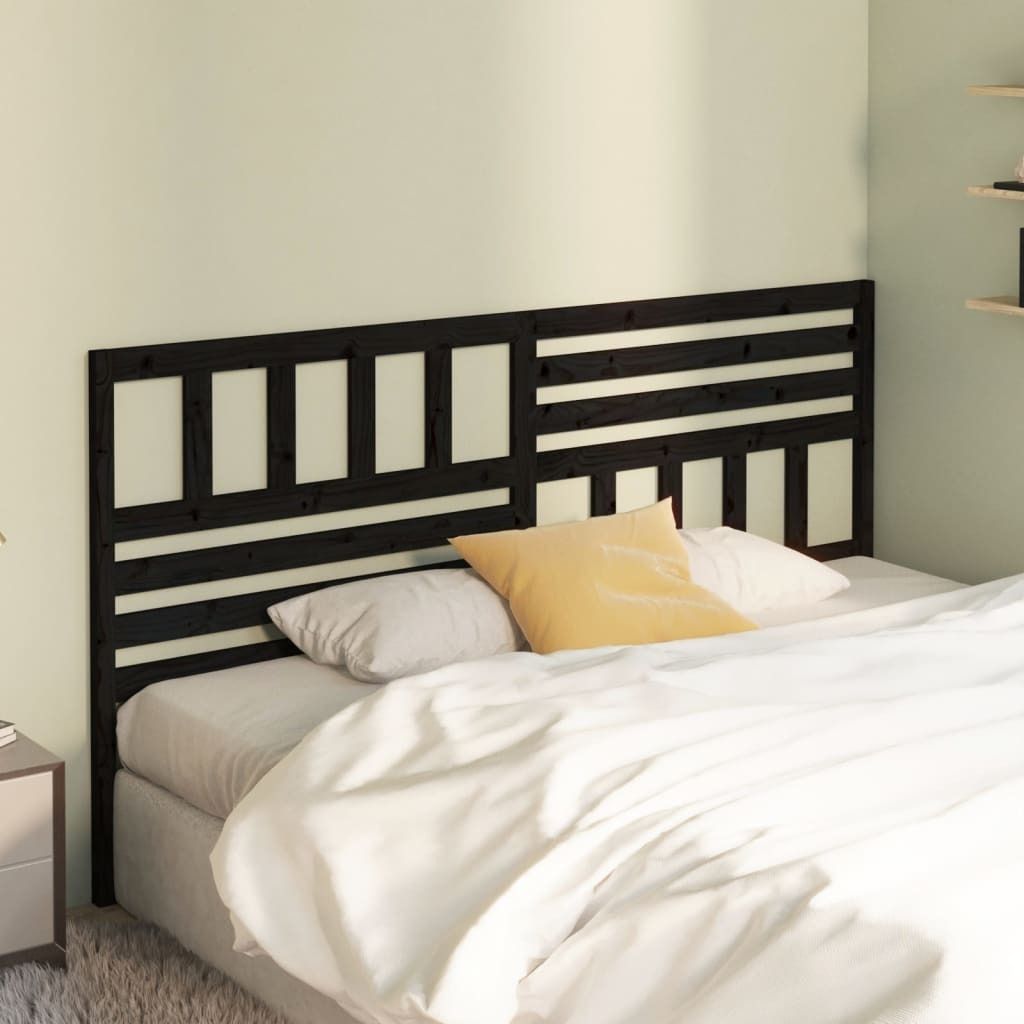 "Rabatt" Bettkopfteil modern - Kopfteil für Bett - Schwarz 206x4x100 cm Massivholz Kiefer - Kopfteile CC21135