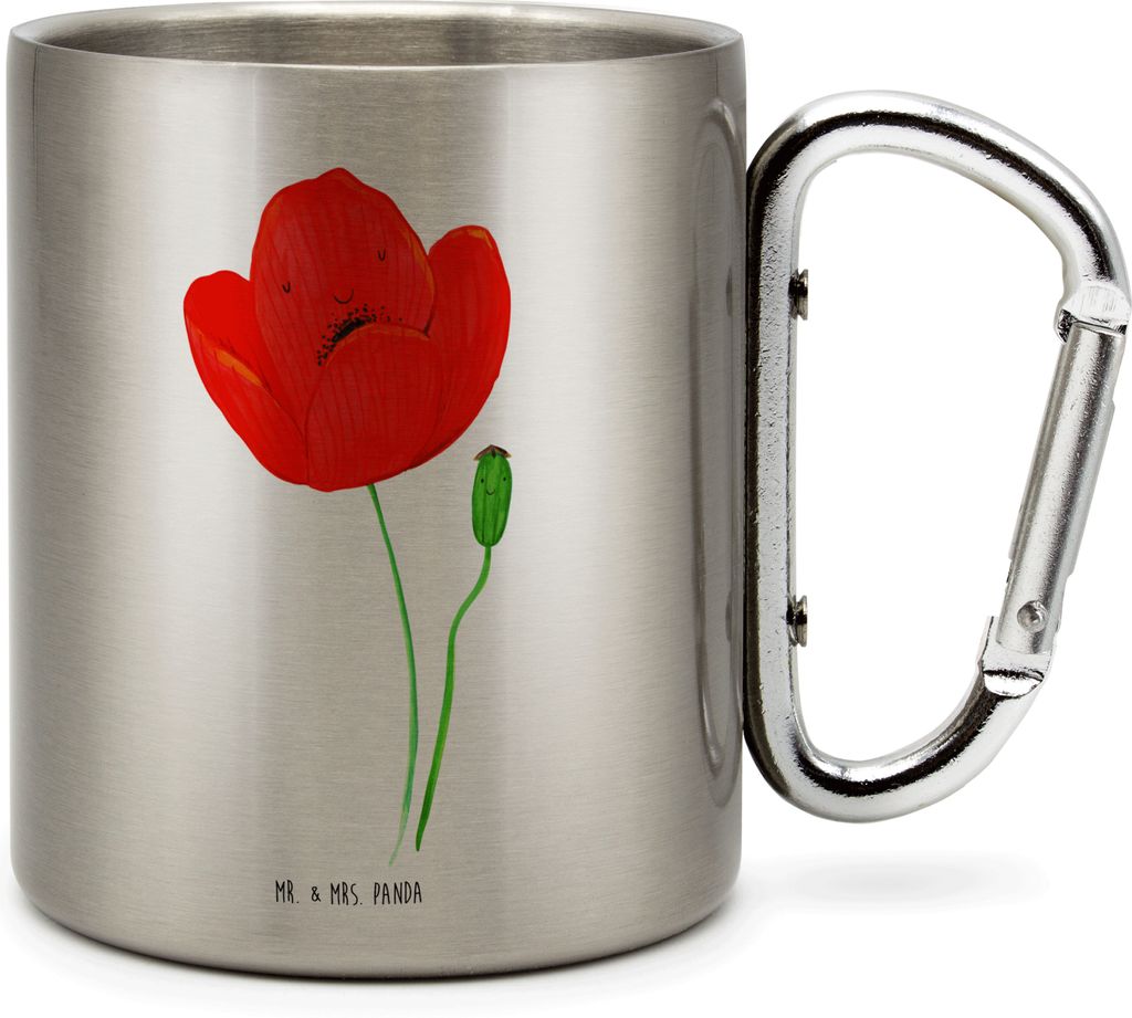 Mr. & Mrs. Panda Thermobecher Blume Mohnblume - Transparent - Geschenk, Respekt, Motivation, Teetasse, Glaube, thermotasse, Becher Aus Edelstahl, M...