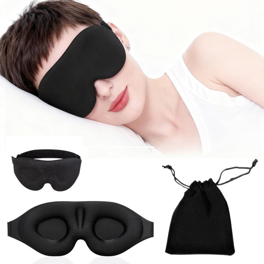 Schlafmaske, 100 % lichtundurchlässig und atmungsaktiv – 3D-Schlafbrille mit Memory-Schaum für Damen und Herren, Augenmaske für Reisen und Bü...