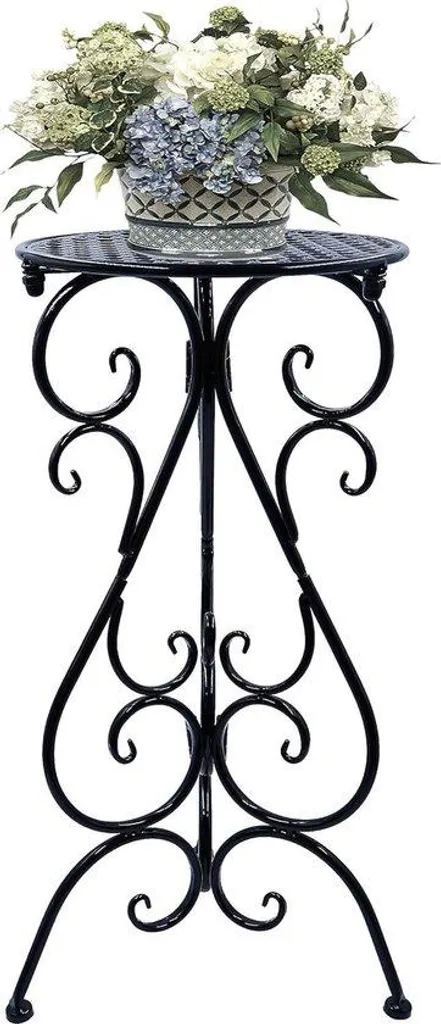 Porte-plante vertical 50 cm en métal noir pour décoration de terrasse
