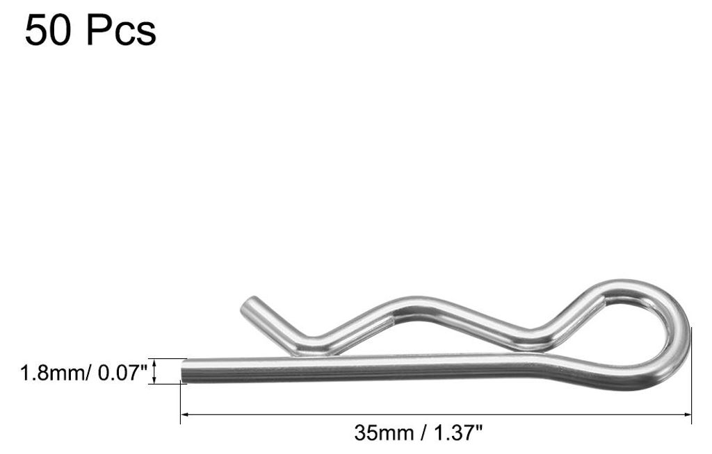 50 Stš¹ck Federsplint Clip Stecknadeln R F?rmiger Federstecker 1.8mm Draht Kohlenstoffstahl 35 mm L?nge Anh?nger Traktor M?her Verschluss Hardwar...