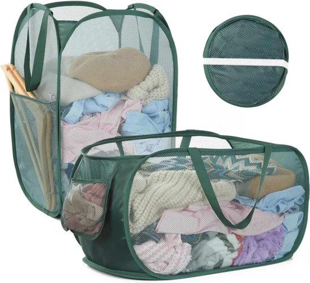 Ensemble de 2 paniers à linge pliables 70L respirants gris anthracite