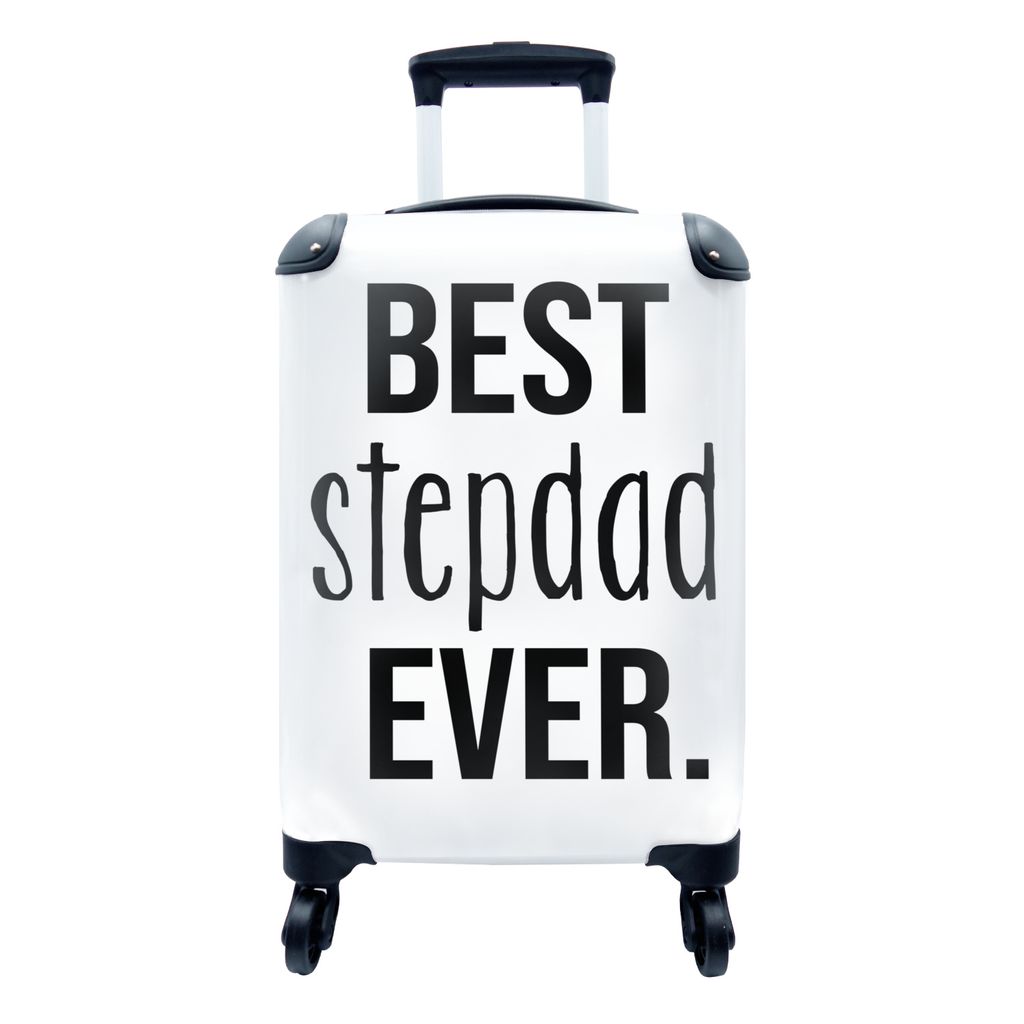 MuchoWow Koffer Handgepäck Trolley Rollkoffer Kleine Reisekoffer mit 4 Rollen - Geschenk für Mann - Stiefvater - Spruch - Cabin Size < 55x40x23...