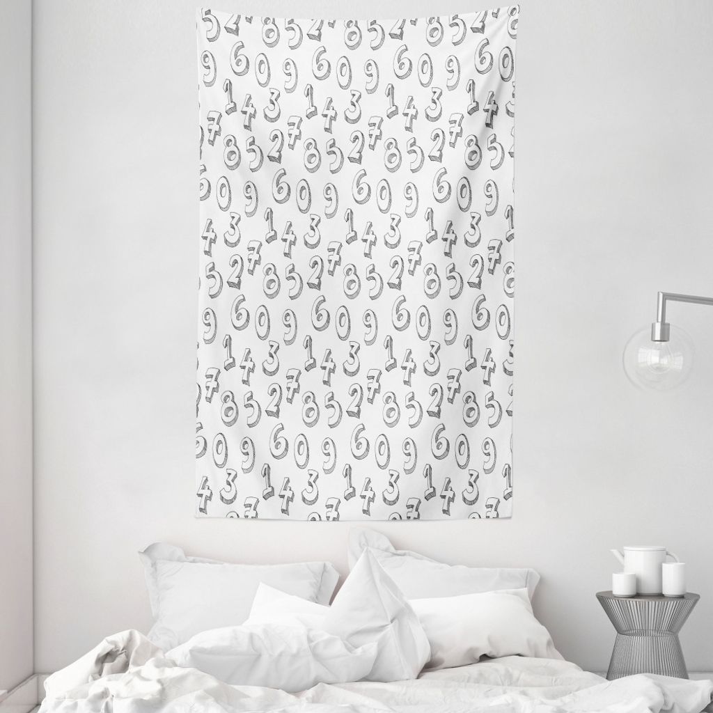 ABAKUHAUS Zahlen Wandteppich und Tagesdecke, Educational Cartoon aus Weiches Mikrofaser Stoff Waschbar ohne Verblassen Digitaldruck, 140 x 230 cm, ...