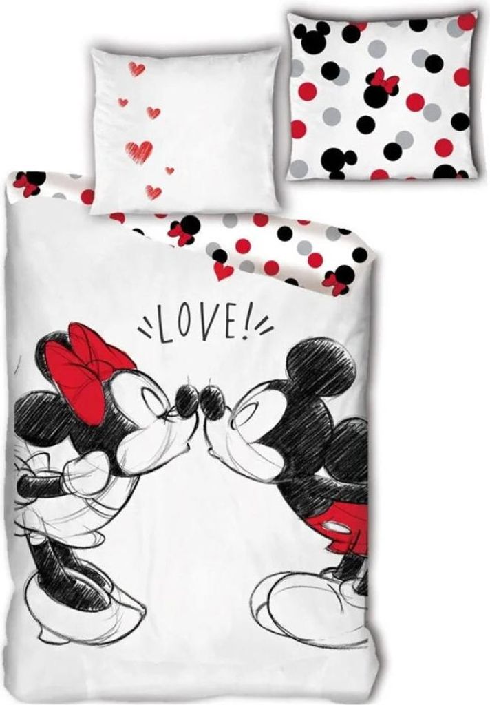 Disney Minnie Mickey Maus Kinder Bettwäsche Set 135-140x200 65x65 Bio Baumwolle