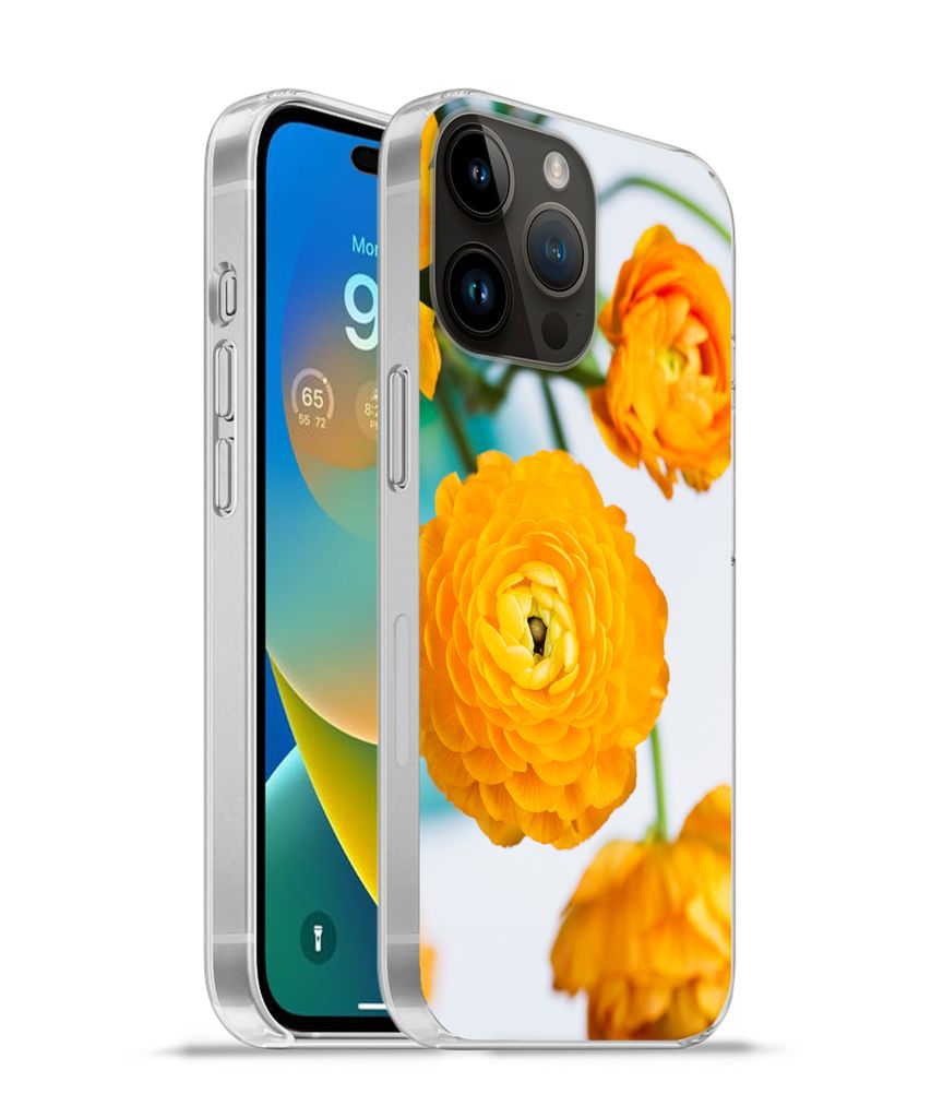 MuchoWow Handyhülle Schutzhülle Hülle für Apple iPhone 14 Pro Max Blumen - Draußen - Orange Silikon Softcase Handy Hülle - Hardcover