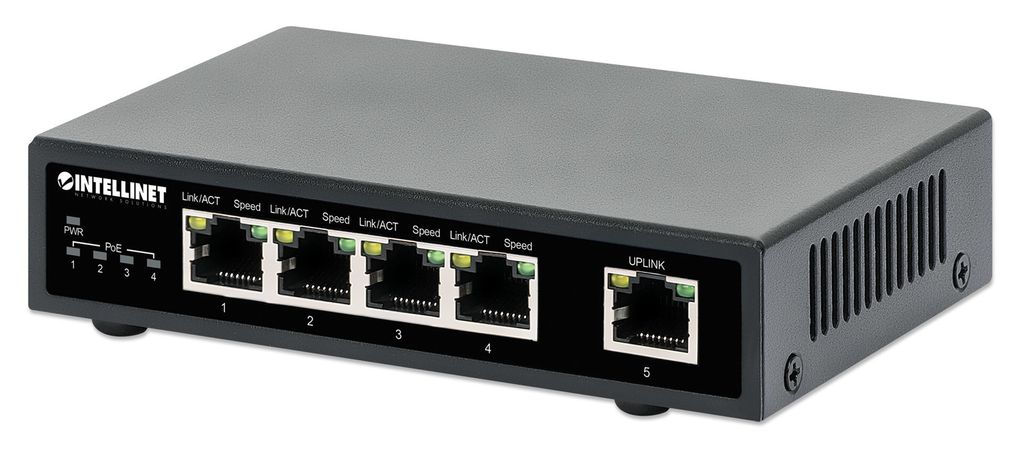 INTELLINET 5-Port Gigabit PoE+ Switch 62W