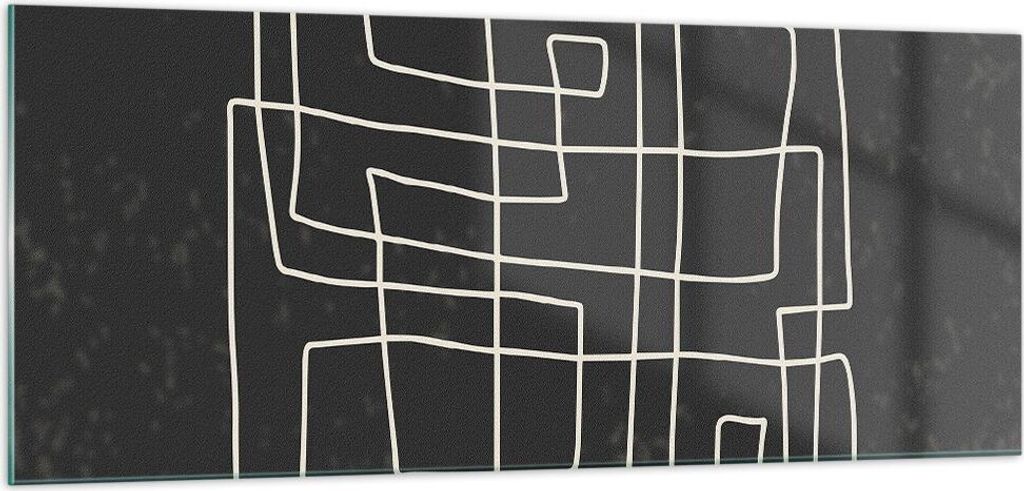 Bilder auf glas - Einteilig - Schwarzweiß Labyrinth Linie - 100x40cm - Glasbilder - Wandbilder - Bilder - Wanddekoration aus Glas - Glas Bilder - ...