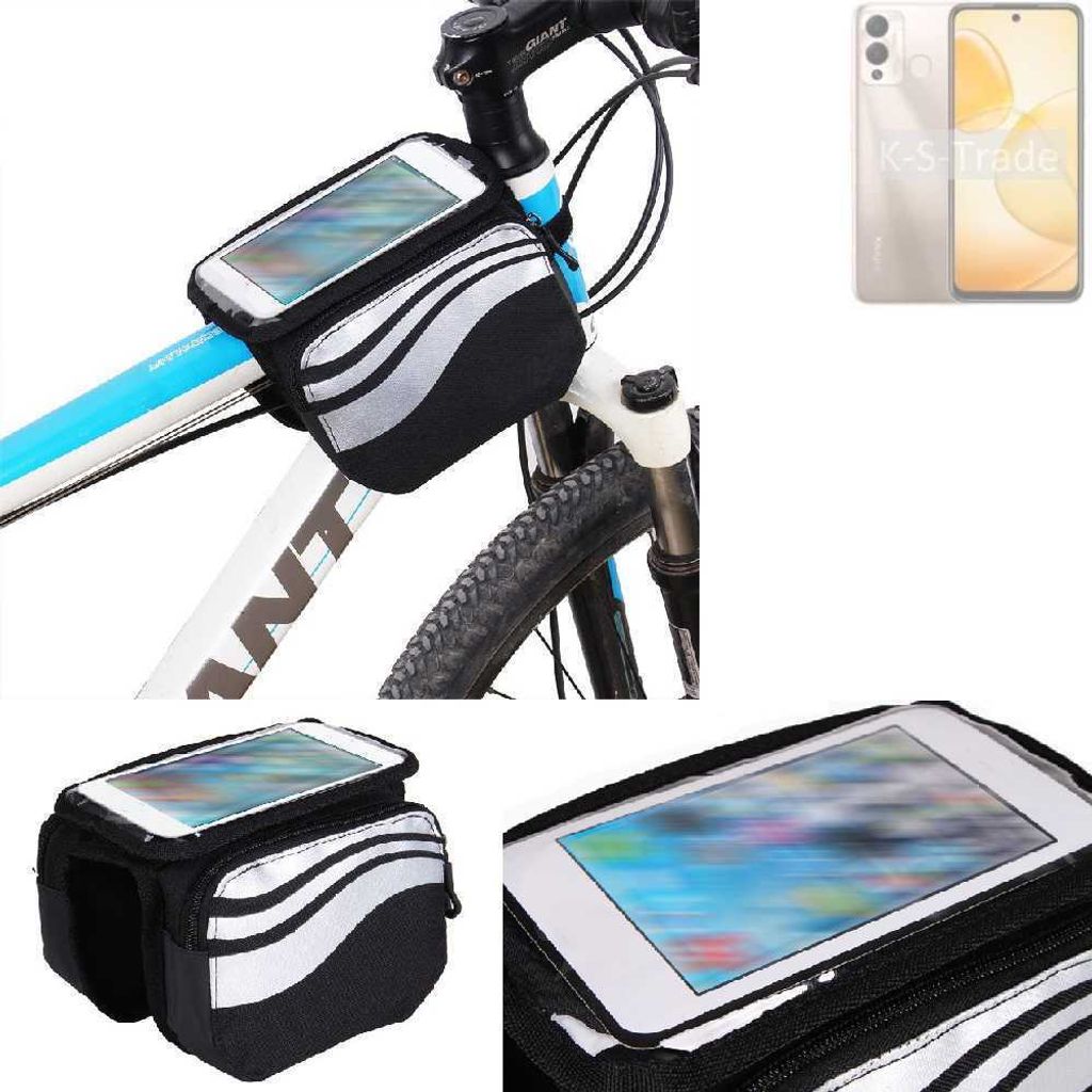 K-S-Trade Rahmentasche Fahrrad-Halterung kompatibel mit Infinix Hot 12 Play Rahmenhalterung Fahrrad Handyhalterung Fahrradtasche Handy Smartphone