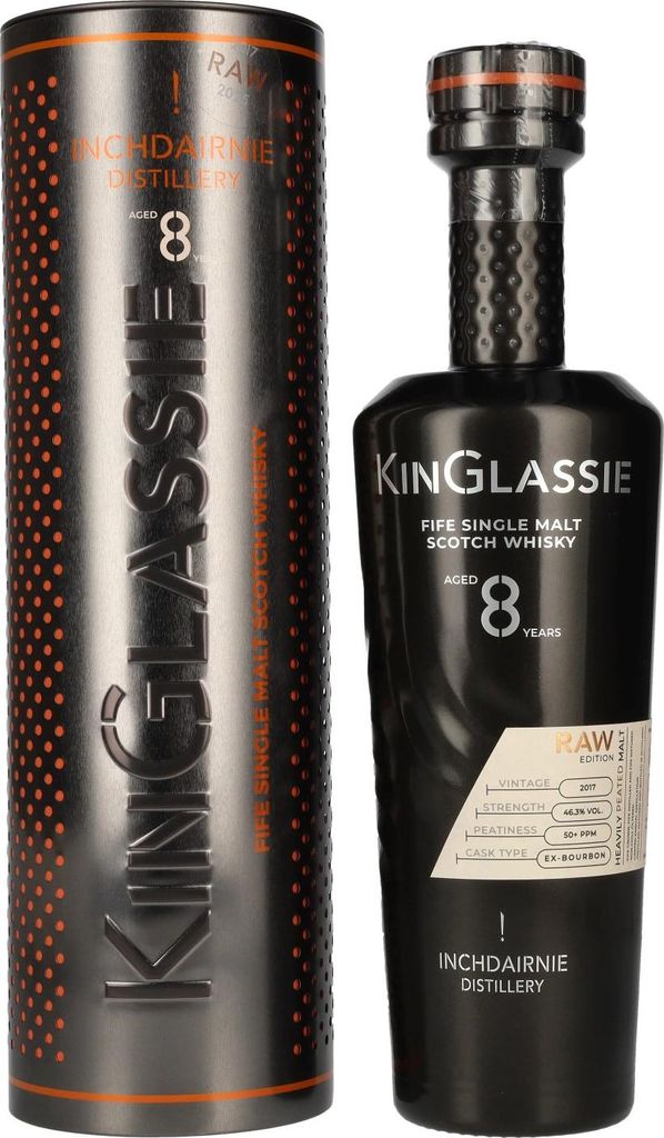 Inchdairnie KinGlassie 8 Years Old Raw Fife Single Malt Scotch Whisky 46,3% Vol. 0,7l in Tinbox