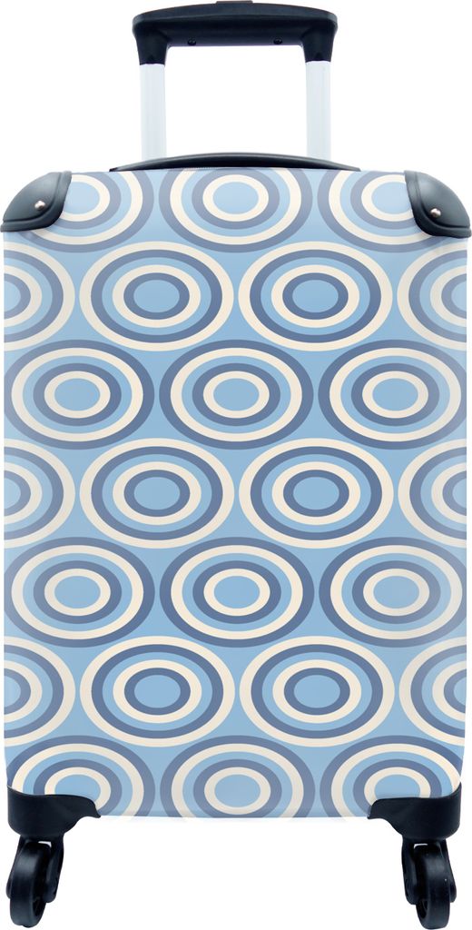 MuchoWow MuchoWow Koffer Handgepäck Trolley Rollkoffer Kleine Reisekoffer mit 4 Rollen - Kreis - Blau - Muster - Cabin Size < 55x40x23 cm & 55...