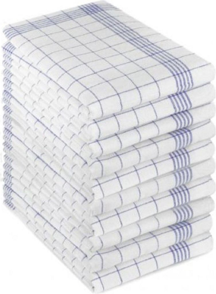 Triolino 10-er Set Geschirrtücher Küchentücher Geschirrhandtücher Abtrockentücher Kochfest 100% Baumwolle, Grösse:50 cm x 70 cm, Farbe:Blau