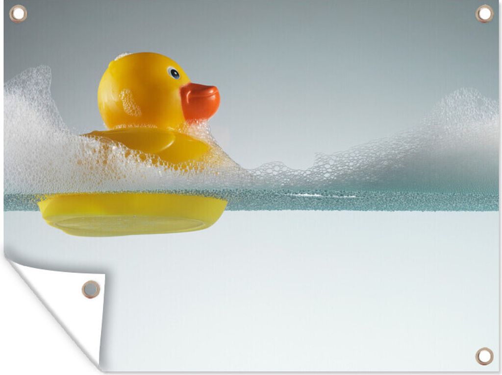 MuchoWow 40x30 cm Outdoor-Poster Gartendeko Sichtschutz Garten Poster für den Garten Gummi-Ente - Wasser - Schaumstoff