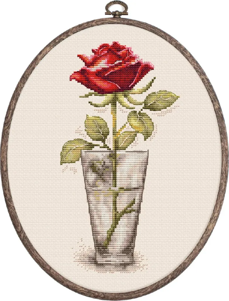 Kit Ricamo Luca-S Rosa Mister Lincoln 9x17,5cm - Punto Croce Relax