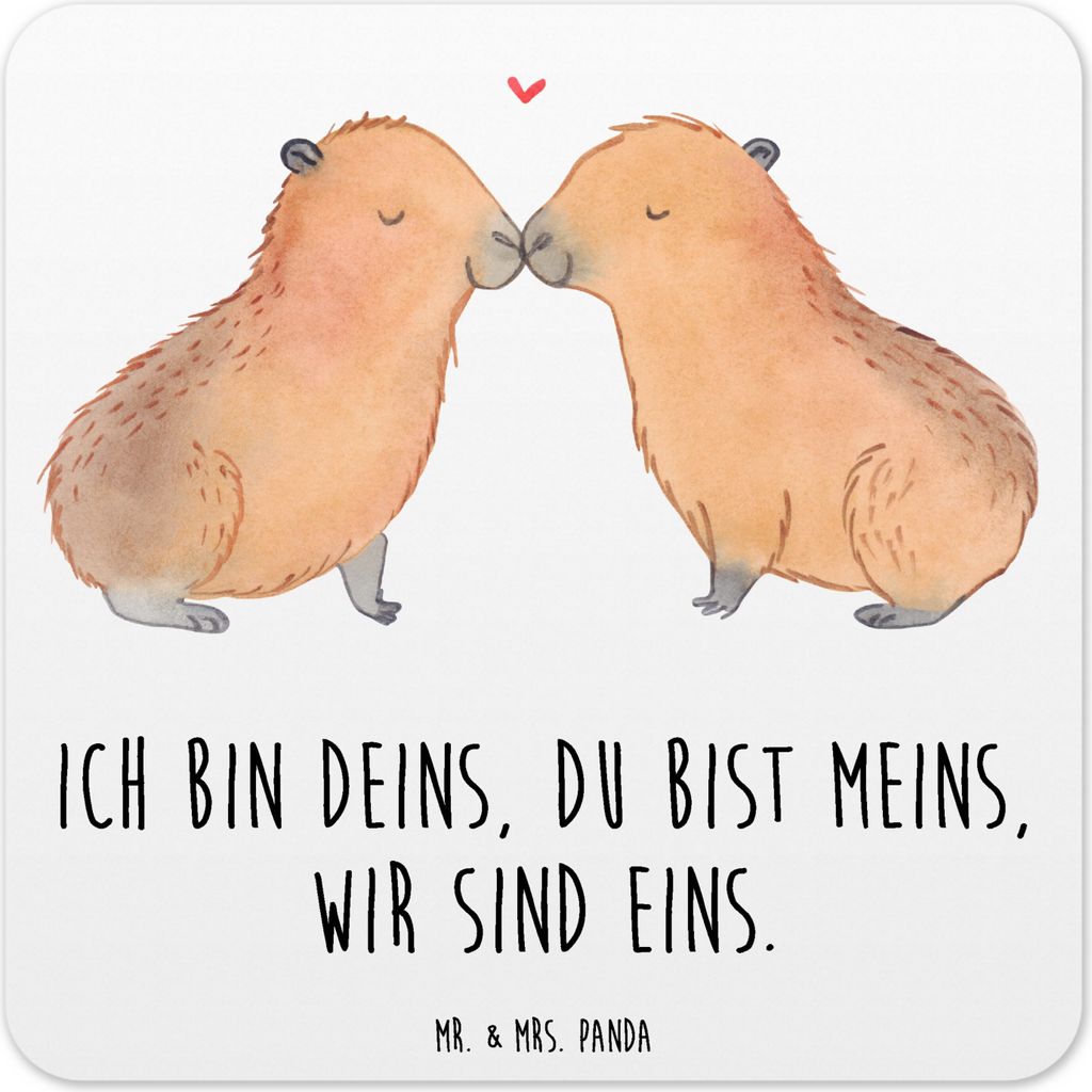 Mr. & Mrs. Panda Getränkeuntersetzer Capybara Liebe 10er Set - Weiß - Geschenk, Tassenuntersetzer, Untersetzer Tassen, Paar, Valentinstag, für G...