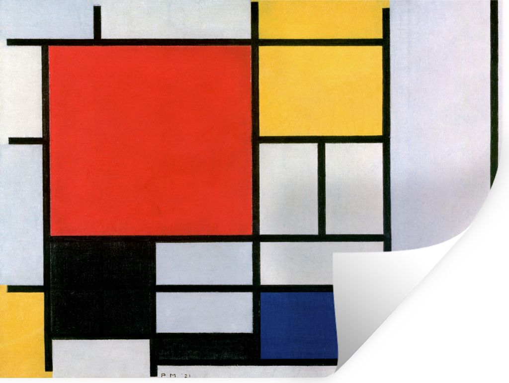 MuchoWow Wandtattoo Wandsticker Wandaufkleber Kunst - Mondrian - Alte Meister 40x30 cm Selbstklebend und Repositionierbar - Faltenfrei