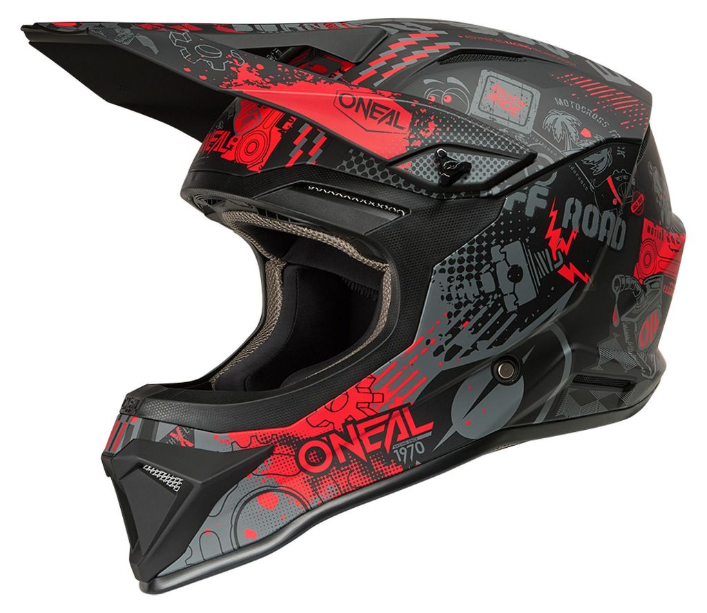 Oneal 1SRS VIBRANT Motocross Helm, schwarz/rot, XS (53/54)