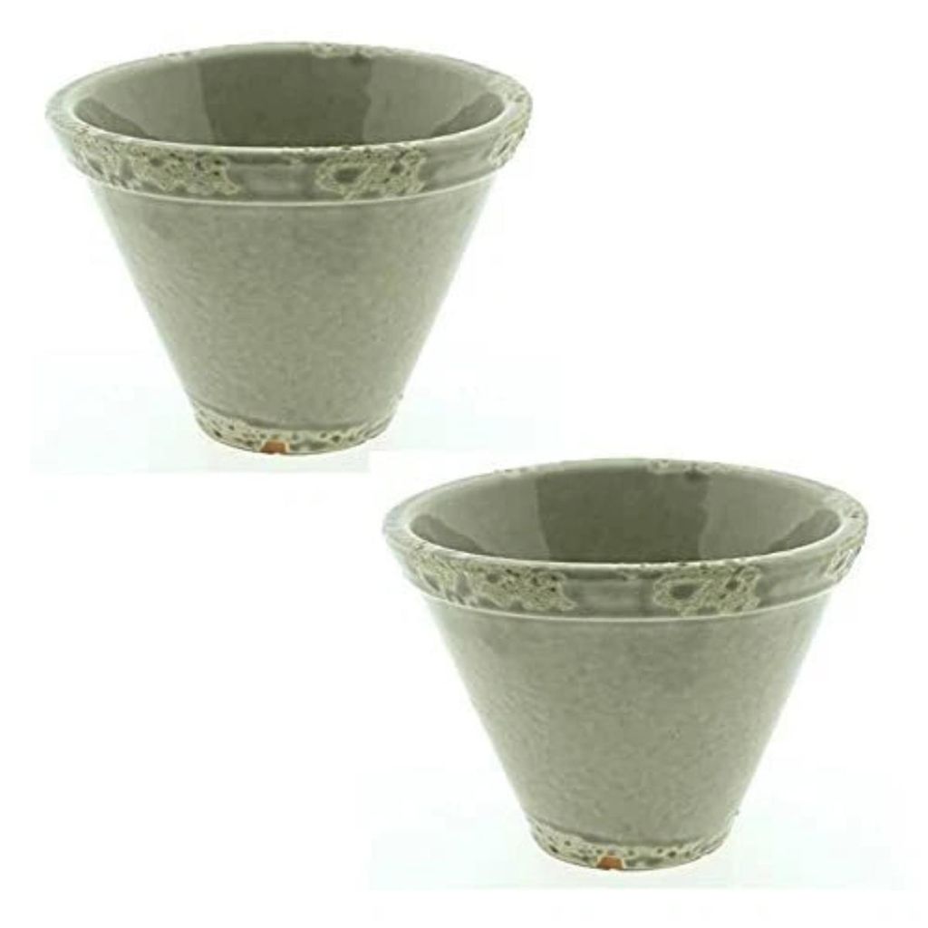 Topf Keramik creme/grau glasiert Harztopf Ø15cm H11cm Produktbild 