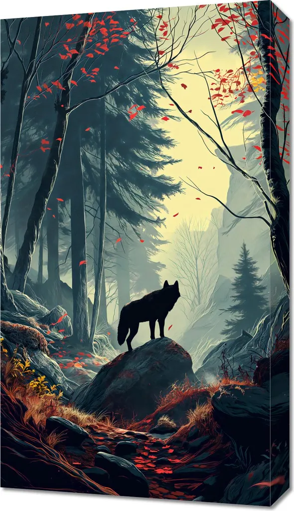 Offerta Quadro Echi della foresta 40x70 cm - Stampa su Tela Telaio Legno