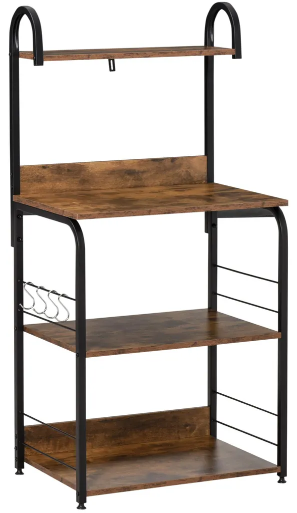 Étagère de cuisine 3 niveaux pour micro-onde fini bois d'acajou chic