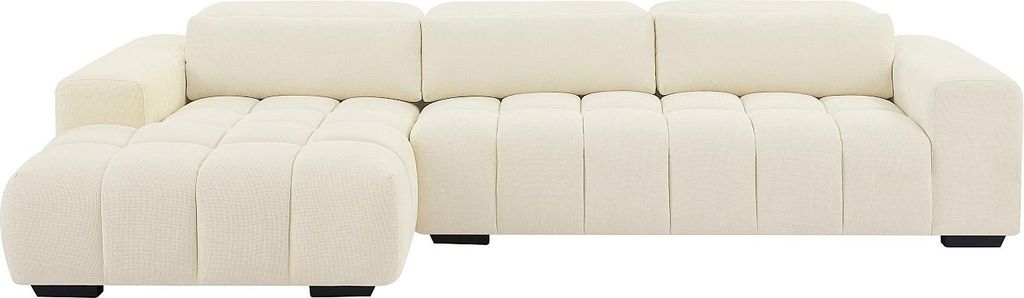 Linksseitiges Ecksofa mit beigem Strukturbezug - LOPONZA