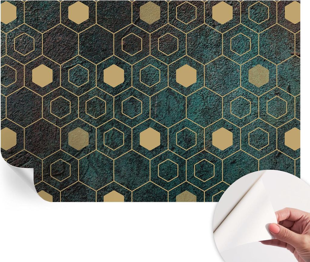 Selbstklebende Wandtapete - Dekorative Tapete für Wohnzimmer - Klebefolie für Wandbilder - Tapetenfolie für Wanddekoration - 104x70 cm - Geometr...