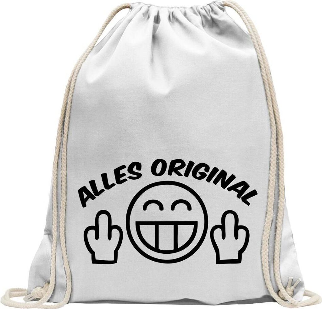 Kiwistar - Turnbeutel - weiss - Alles Original - Fun Rucksack Sport Beutel Gymsack Baumwolle mit Ziehgurt