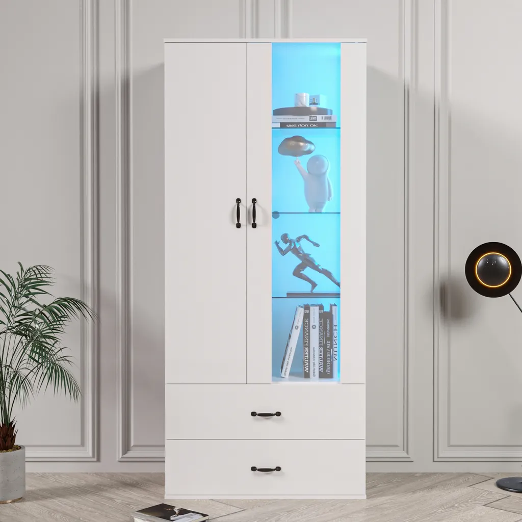 Armoire vitrine lumineuse LED blanche haute brillance pour le salon