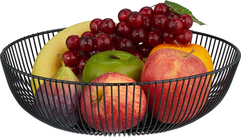 relaxdays Schwarze Obstschale aus Metall