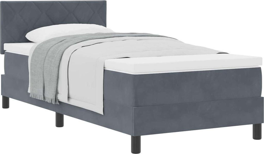 Boxspringbett mit Matratze Dunkelgrau 90 x 200 cm Samt