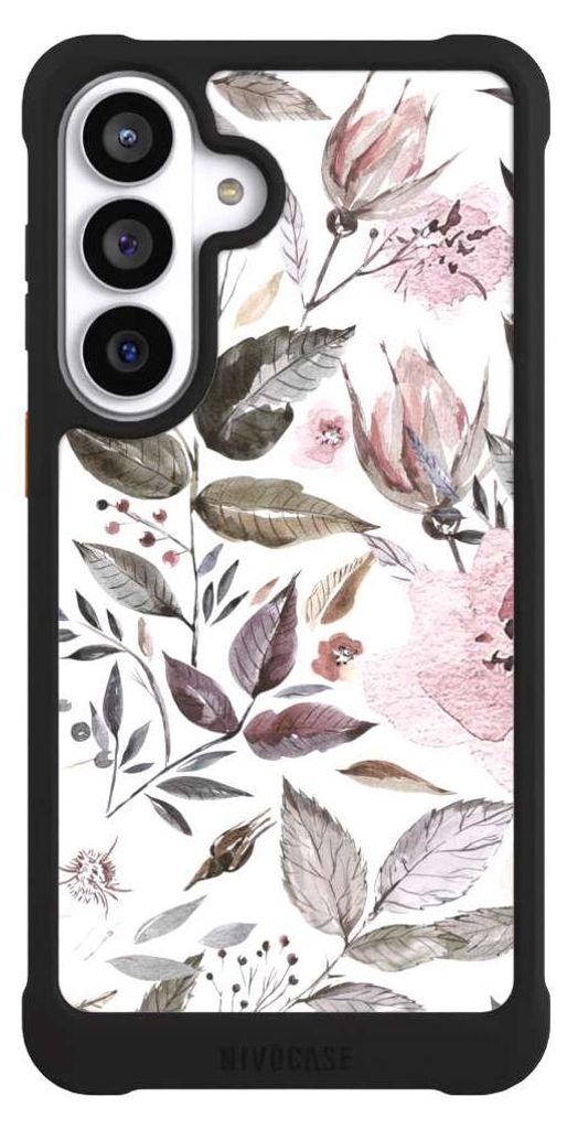 NIVOCASE Hülle für Samsung Galaxy S26+ Stoßfeste Handyhülle NIVOmax Case Schwarz Blumen Pastell Wasserfarbe