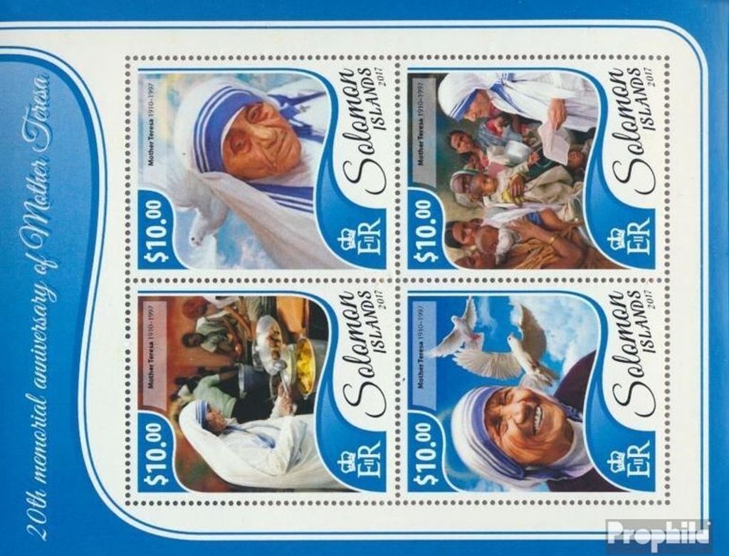 Briefmarken Salomoninseln 2017 Mi 4737-4740 Kleinbogen (kompl. Ausg.) postfrisch Mutter Teresa