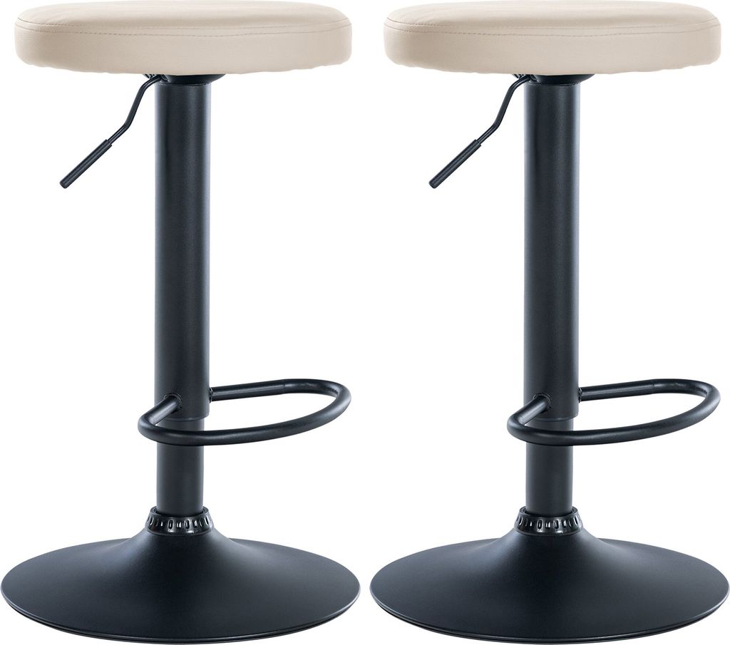 CLP 2er Set Barhocker Ponte Kunstleder höhenverstellbar und drehbar creme Material Gestell Metall matt schwarz