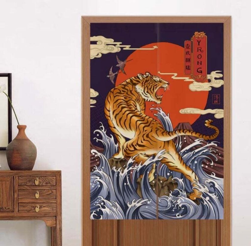 Fine Asianliving Japanische Noren Türvorhänge Tiger B80xH130cm