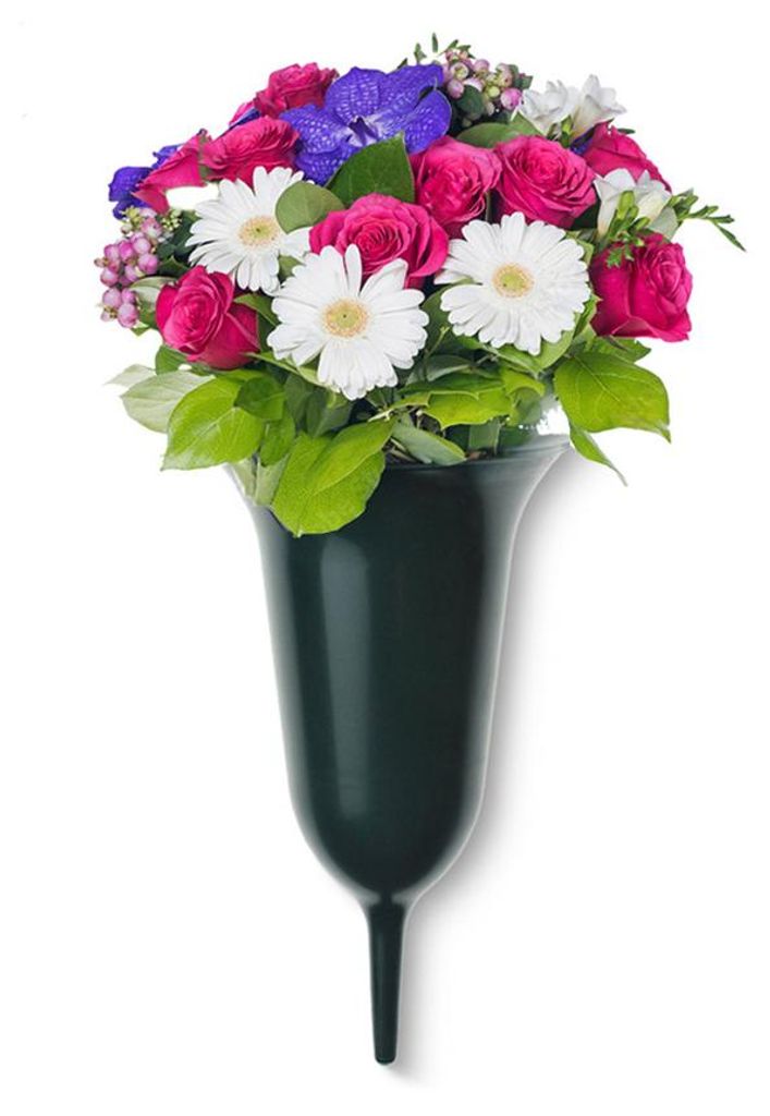 Trichter Grab-Vase mit Erdspieß frostsicher grün 25 cm Produktbild 