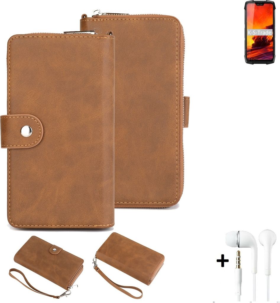K-S-Trade 2in1 Handyhülle kompatibel mit Blackview BV9700 Pro + Kopfhörer Schutzhülle & Portemonnee Schutzhülle Tasche Handytasche Case Etui
