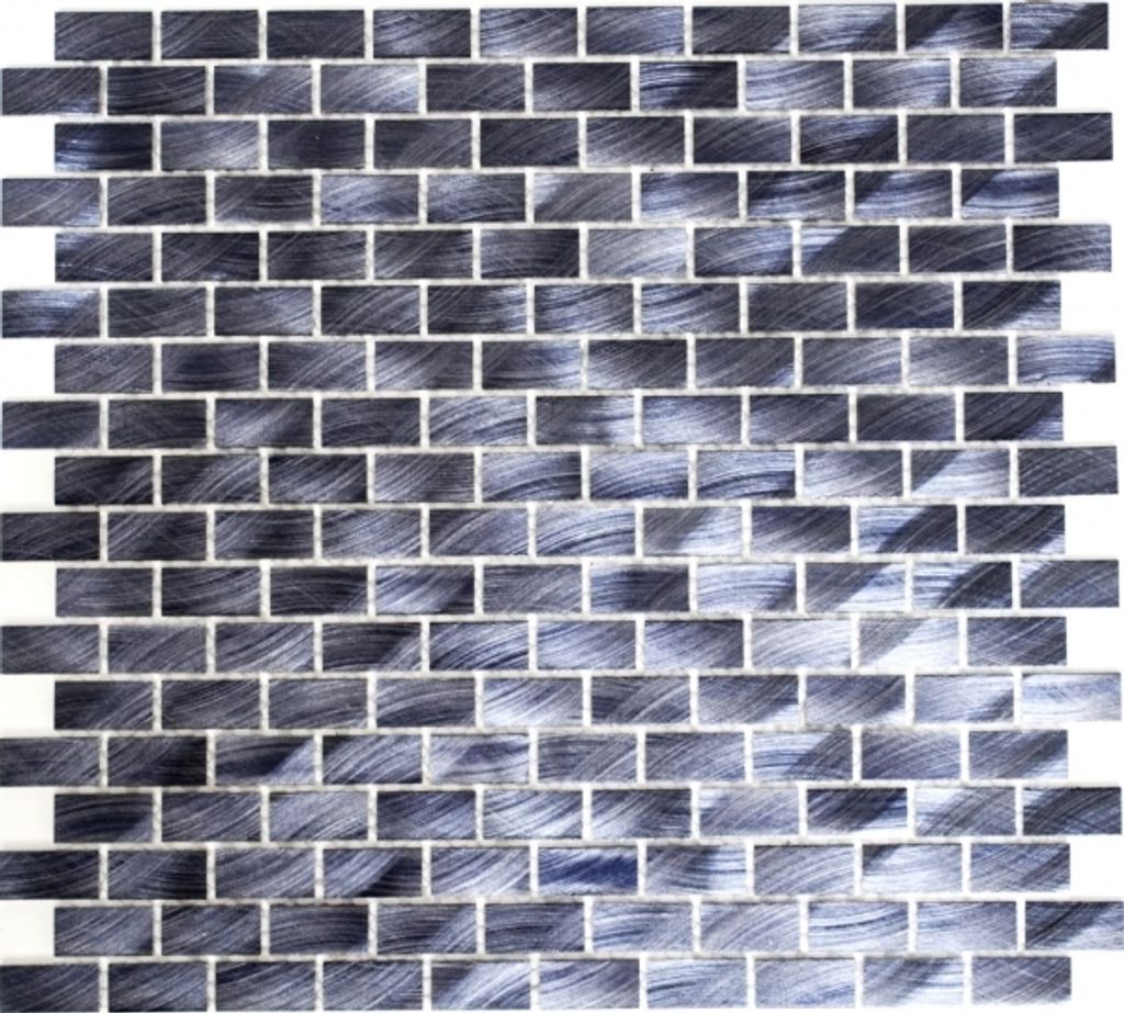 Mosaik Rückwand Aluminium Brick schwarz Fliesenspiegel Küche MOS48-0304_f