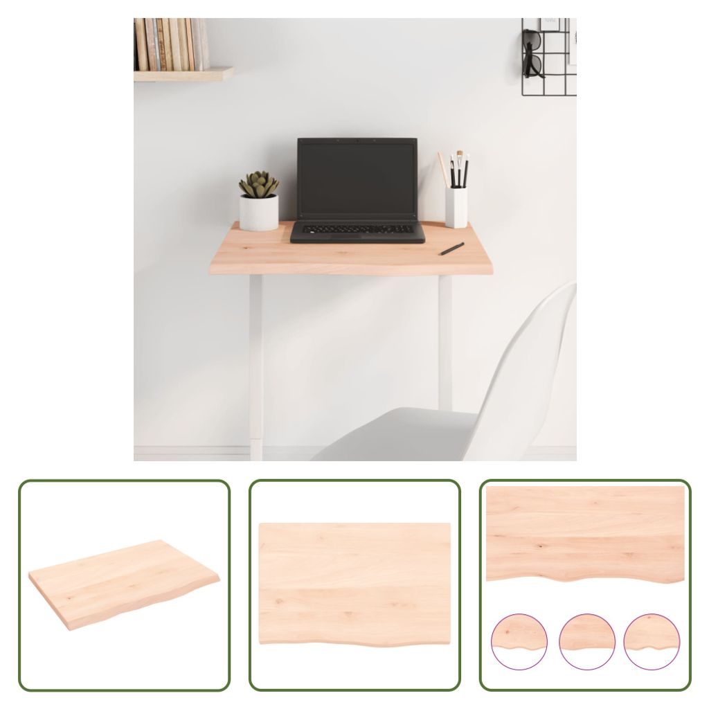 The Living Store Tischplatte 60x40x2 cm Massivholz Eiche Produktbild 
