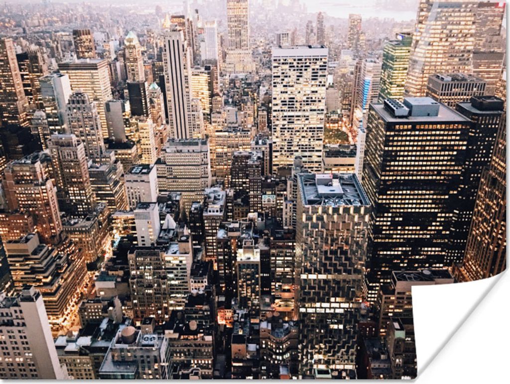 MuchoWow Poster New York - Manhattan - Wolkenkratzer 40x30 cm - Plakate für die Wände - Poster Wohnzimmer