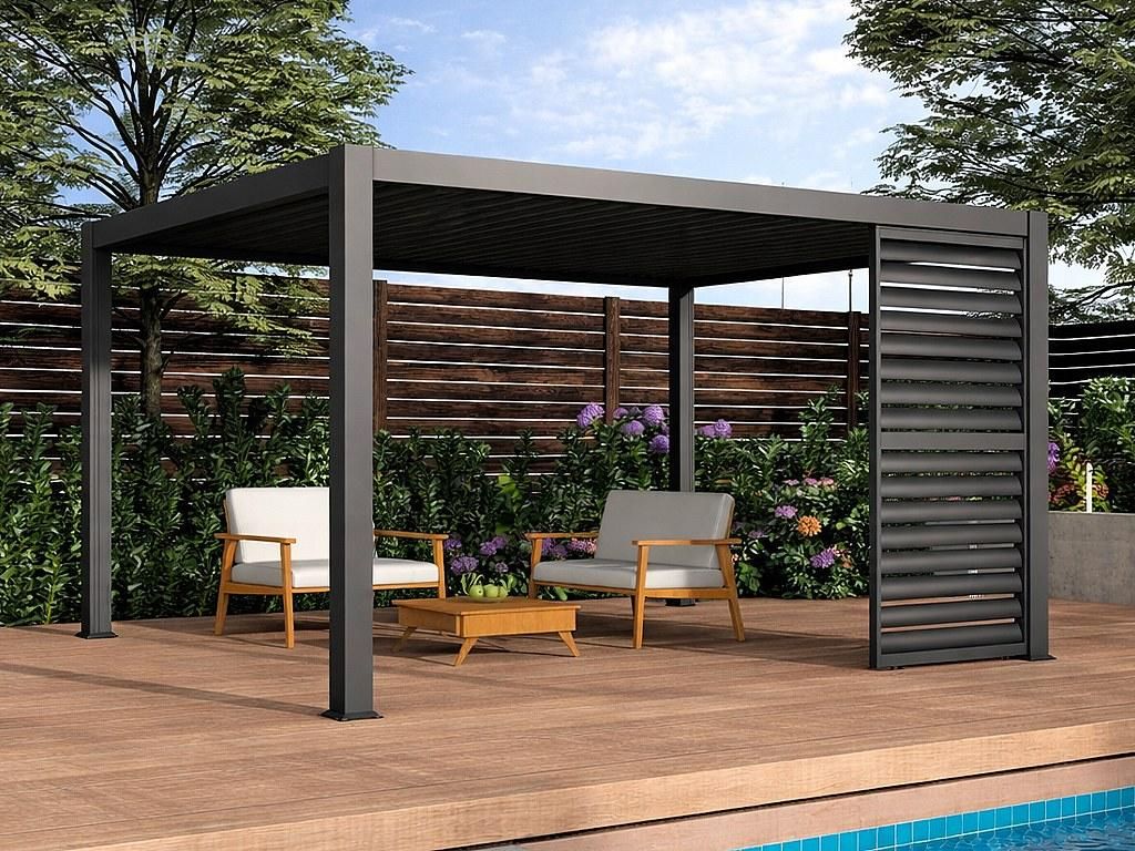 Aluminium-Sonnenschutzgitter für bioklimatische Pergola - L93 cm x H234 - anthrazit - COSMA