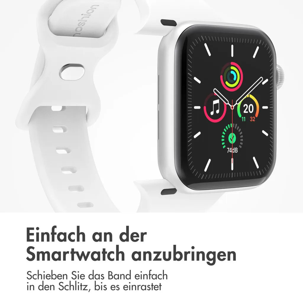 Watch Ultra - 49 mm, Watch Ultra 2 - 49 mm, Watch SE - 44 mm, Watch SE 2023 - 44 mm, Watch SE 2022 - 44 mm, Watch 9 - 45 mm, Watch 8 - 45 mm, Watch 7 - 45 mm, Watch 6 - 44 mm, Watch 5 - 44 mm, Watch 5 - 44 mm, Watch 4 - 44 mm, Watch 44 mm, Watch 42 mm, Watch 3 - 42 mm, Watch 2 - 42 mm, Watch 1 - 42 mm, Watch 1 - 42 mm, Watch 10 - 46 mm Cinturino: imoshion Silikonband 2.0 - 5