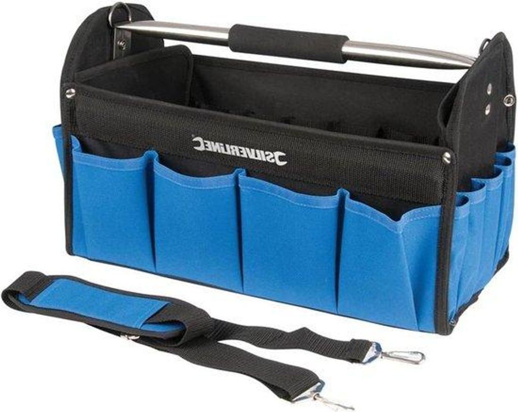 Koffer für Werkzeuge, Tote, Schwarz und Blau, 400 x 200 x 255 mm, Silberfarbe