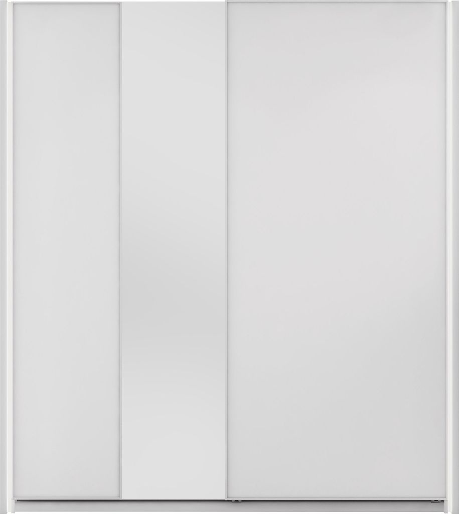 MIRJAN24 Kleiderschrank Maxi 2D 2000 MX04, Schiebetürenschrank, Frontspiegel 3 mm, Gedämpftem Schließsystem (Farbe: Weiß, mit Weißer LED Beleu...