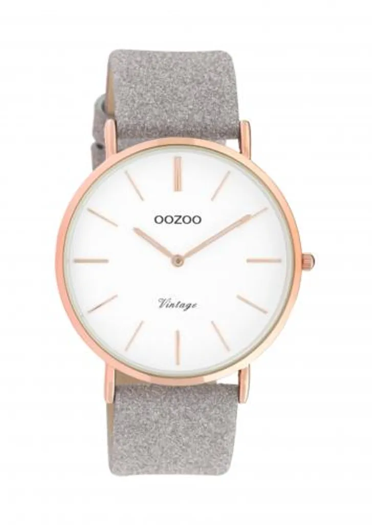 Montre Oozoo C4582 bracelet cuir taupe scintillant boîtier or 40mm
