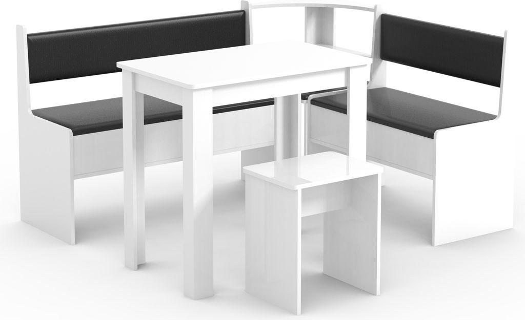 EsalMini jedálenský set s rohovou lavicou biely. Obrázok produktu 2